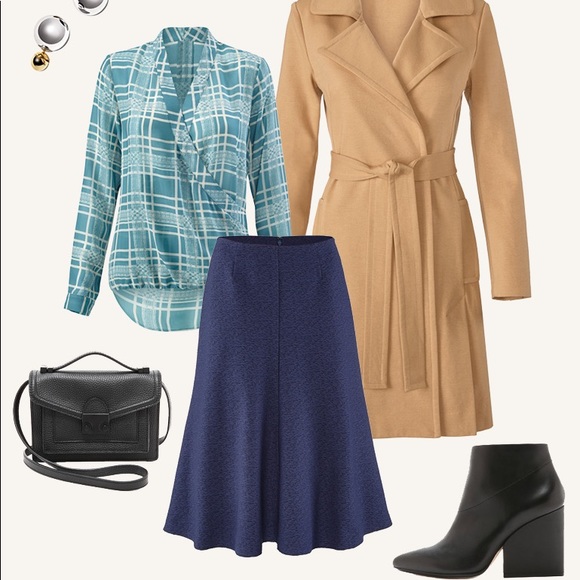 Cabi Windowpane wrap blouse Style 3068 - Picture 5 of 14